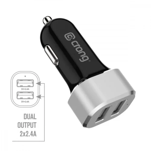 CRONG зарядно за кола 2xUSB 2.4A aluminium