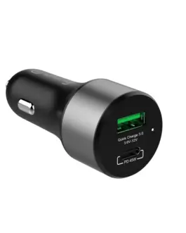 CRONG зарядно за кола USB-C PD 45W + USB QC 3.0 18W черен