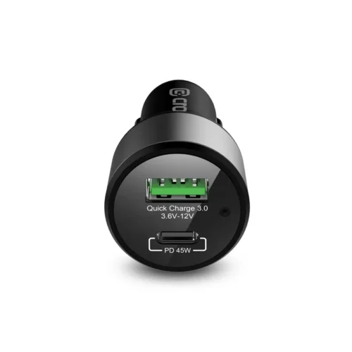 Alternative view of CRONG зарядно за кола USB-C PD 45W + USB QC 3.0 18W черен