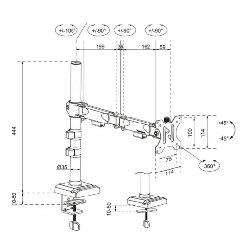 Alternative view of Neomounts Monitor arm DS60-600BL1 10-32inch 75x75-100x100 8KG PIVOT