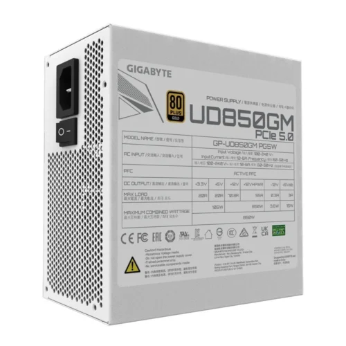 Gigabyte захранващ блок UD850GM PG5 850W 80PLUS GOLD PFC ATX бял