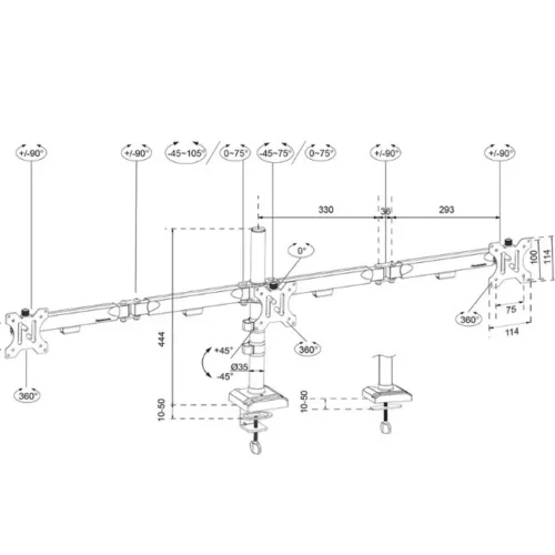 Alternative view of Neomounts Monitor arm DS60-600BL3 3xLCD 10-27inch 75x75-100x100 h:14-40cm 6kg*1lcd 5 LAT GWARANCJI
