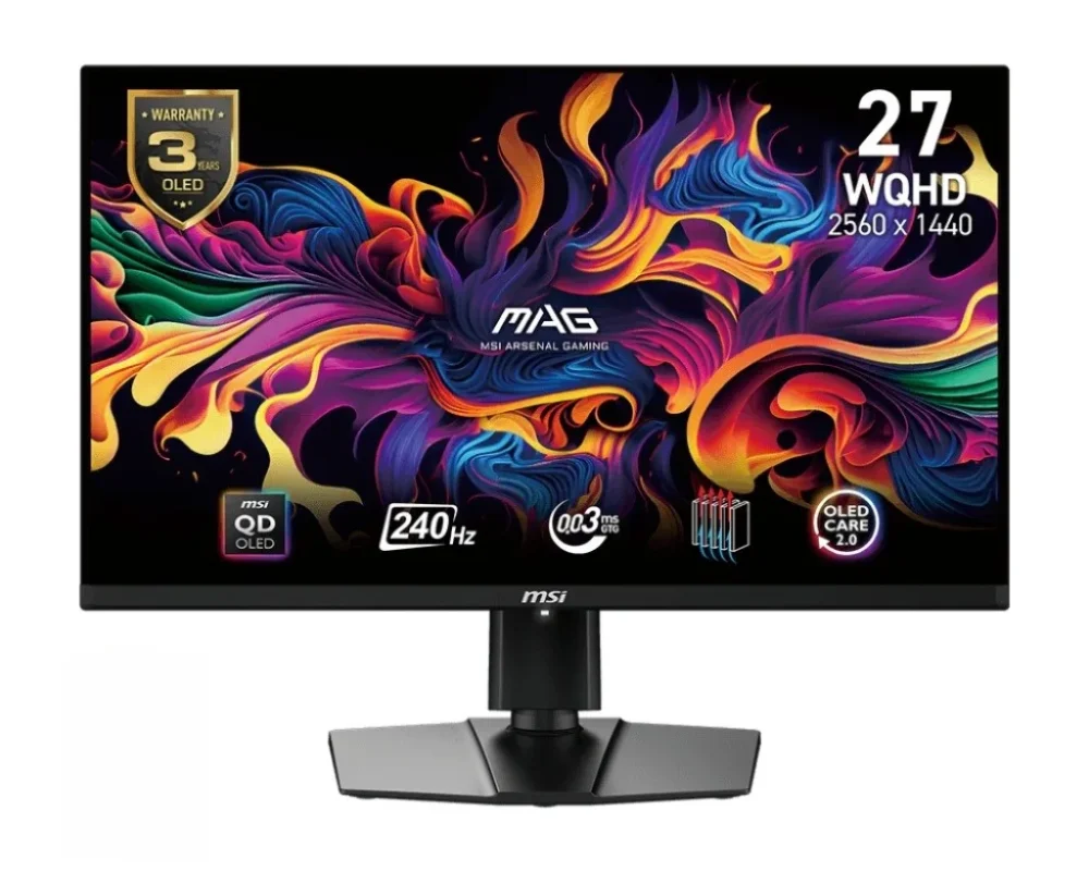 MSI Monitor 26.5 inches MAG 271QPX QD-OLED E2 LED/WQHD/FLAT/240Hz/черен
