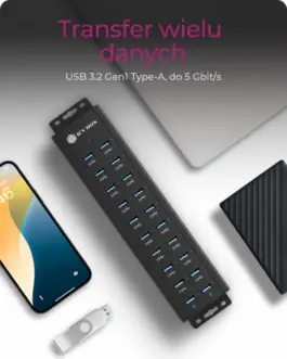 Alternative view of IcyBox ICY BOX IB-HUB1720-U3 20 port HUB, 96 WATT PS