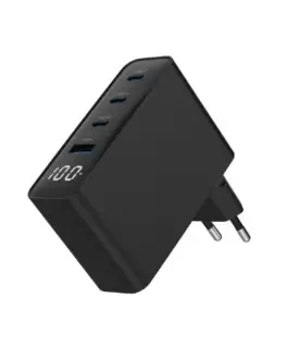 Alternative view of Gembird универсално зарядно 100W GaN 1xUSB-A 3xUSB-C fast зарядно LCD черен