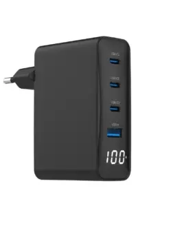 Gembird универсално зарядно 100W GaN 1xUSB-A 3xUSB-C fast зарядно LCD