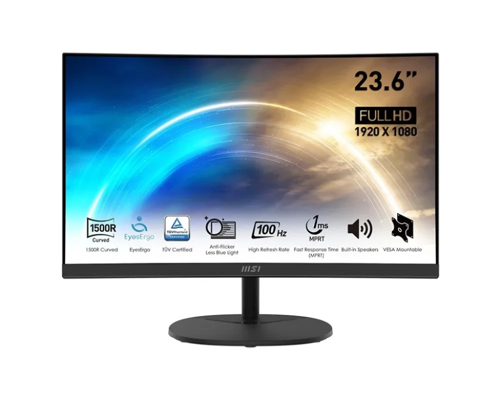MSI Monitor 23.6 inches PRO MP2412C LED/FHD/Curved/100Hz/черен