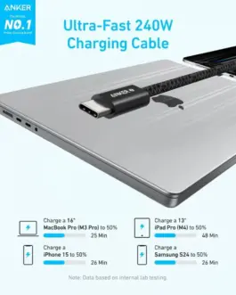 Alternative view of Anker Zolo USB-C to USB-C кабел 240W 0.9m черен