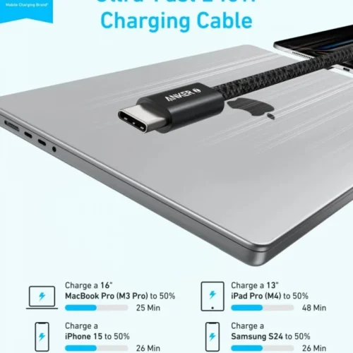 Alternative view of Anker Zolo USB-C to USB-C кабел 240W 0.9m черен