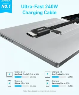 Alternative view of Anker Zolo USB-C to USB-C кабел 240W 0.9m черен