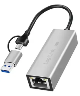 LogiLink USB-A/-C to 25G Ethernet адаптер gray