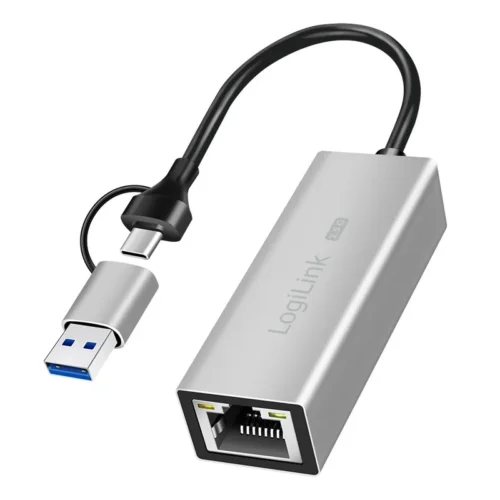 LogiLink USB-A/-C to 25G Ethernet адаптер gray