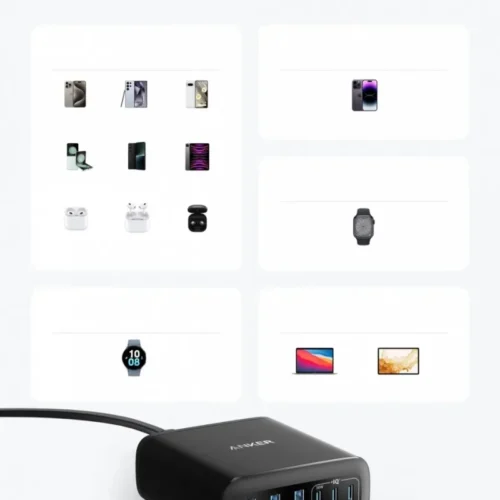 Alternative view of Anker зарядно GaN 112W 3xUSB-A 3xUSB-C черен