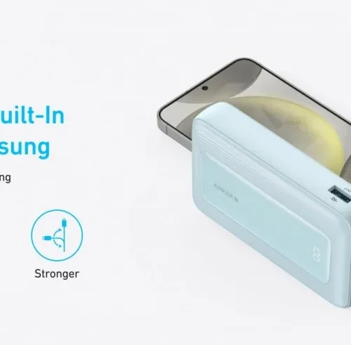 Alternative view of Anker външна батерия ZOLO 20000mAh 30W built-in USB-C and USB-Lightning кабел, blue