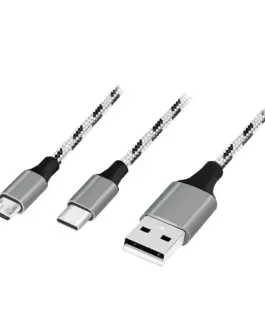 Alternative view of LogiLink USB2.0 кабел, A/M to micro-USB + USB-C, 1.2m