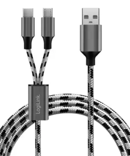LogiLink USB2.0 кабел A/M to micro-USB + USB-C 1.2m