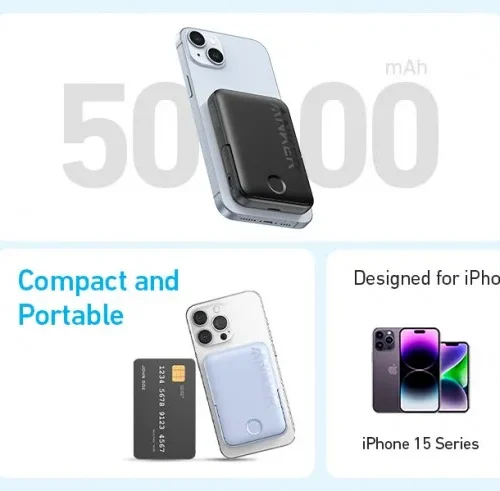 Anker външна батерия 321 PowerCore MagGo 5000mAh with stand