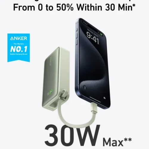 Anker външна батерия 545 NANO 30W 10000mAh Built-In USB-C кабел