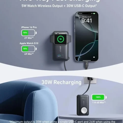 Alternative view of Anker външна батерия Apple Watch MagGo 10000mAh черен