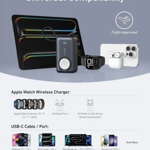 Anker външна батерия Apple Watch MagGo 10000mAh черен