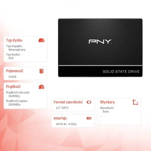 Alternative view of PNY SSD 512 GB 2,5 S3 SSD7CS900-512-SI BULK