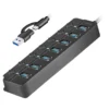 LogiLink USB3.2 Gen1 hub 7 port on/off switch черен