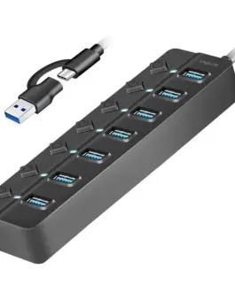 LogiLink USB3.2 Gen1 hub 7 port on/off switch черен