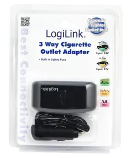 Alternative view of LogiLink зарядно за кола 3x lighter socket