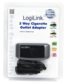 Alternative view of LogiLink зарядно за кола 3x lighter socket