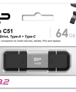 Silicon Power Pendrive C51 64GB USB-A USB-C 120 MB/s Silver