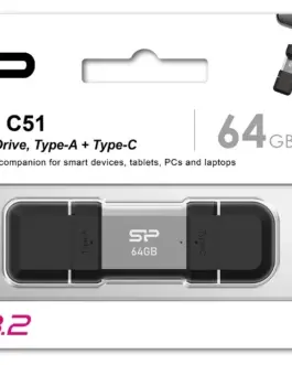 Silicon Power Pendrive C51 64GB USB-A USB-C 120 MB/s Silver