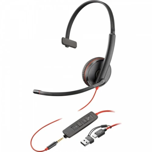 POLY Headset черенwire 3215 USB-C + USB-C/A (Bulk) 8X227A6