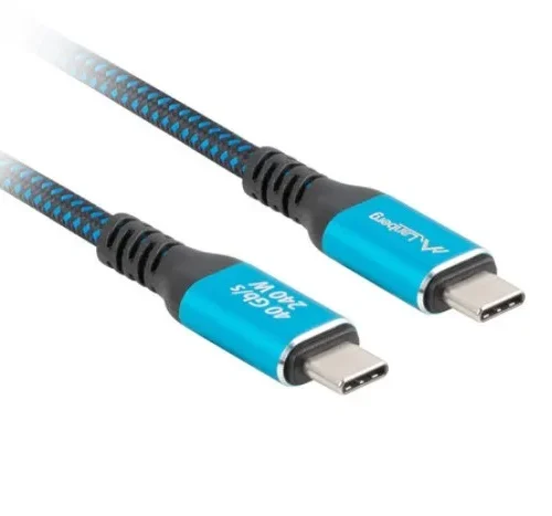 Lanberg Кабел USB-C M/M USB4 1M 240W 8K 60HZ черно-син