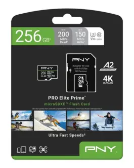 PNY памет card microSDXC Elite Prime 256GB + адаптер SD