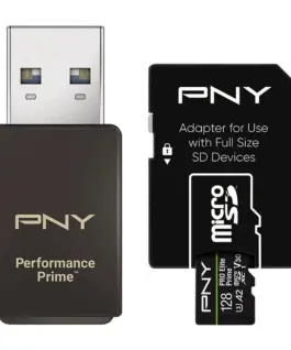 PNY памет card microSDXC Elite Prime 128GB + адаптер SD + USB-A card