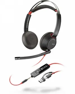 POLY Headset черенwire 5220 USB-C + USB-C/A (Bulk) 8X231A6