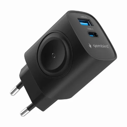 Alternative view of Gembird USB-A USB-C зарядно 20W PowerDelivery Quick Charge 3.0, черен