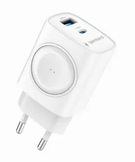 Alternative view of Gembird USB-A USB-C зарядно 20W PowerDelivery Quick Charge 3.0, бял
