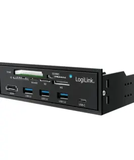 Alternative view of LogiLink 5,25 multifunction fron panel with 6-way c. rea
