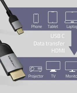 Qoltec USB C to HDMI 4K кабел 60Hz 32AWG 2m