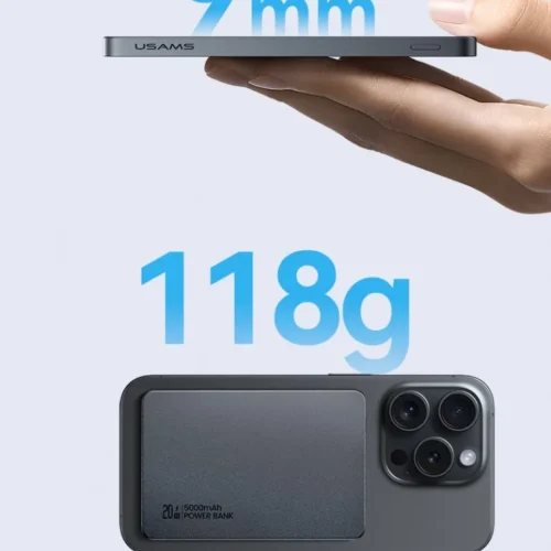 USAMS външна батерия 5000mAh 20W Induction Magsafe сив