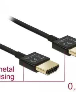 Alternative view of Кабел Delock HDMI-A мъжко - HDMI-A мъжко, Ethernet, 3D, 4K, 0.25 м, Черен