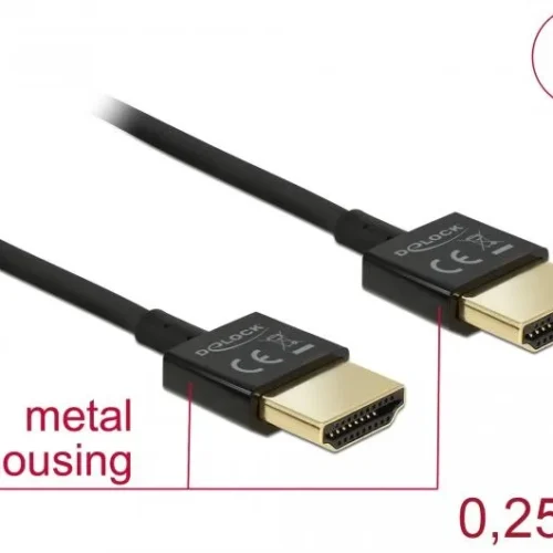 Alternative view of Кабел Delock HDMI-A мъжко - HDMI-A мъжко, Ethernet, 3D, 4K, 0.25 м, Черен