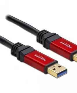 Alternative view of Кабел Delock  USB-A мъжко - USB-А мъжко, 2 м, Premium, Екраниран, Черен