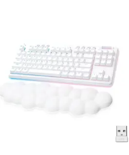 Alternative view of Безжична геймърска механична клавиатура Logitech G G715, TKL, Tactile, RGB LED, US Layout, бяла