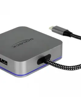 Alternative view of Докинг станция Delock, USB-A, USB-C, HDMI, Gigabit LAN, PD, Подсветка, Сива
