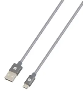 Alternative view of Кабел Skross, USB-A - microUSB, Метална оплетка, 1.20 м, Сив