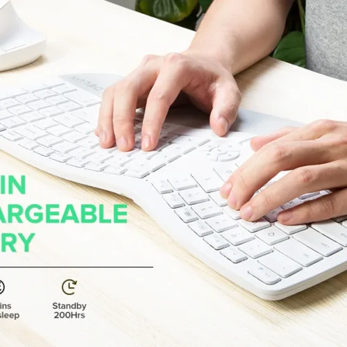 Клавиатура Delux GM902 безжична/Bluetooth бяла US Layout