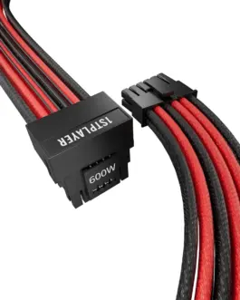 1stPlayer модулен кабел Custom Sleeved Modding Cable Black/Red - PCIe 5.0 12VHPWR M/M -