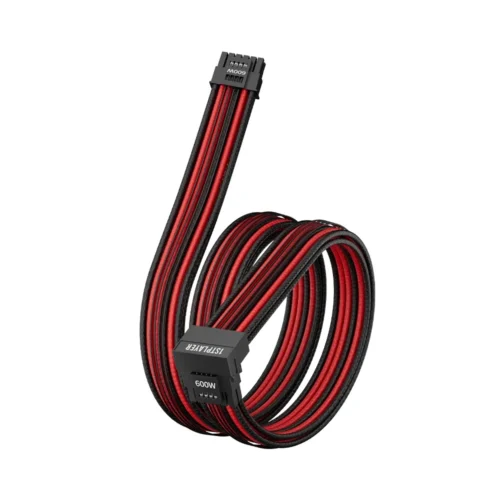 Alternative view of 1stPlayer модулен кабел Custom Sleeved Modding Cable Black/Red - PCIe 5.0 12VHPWR M/M - FM2-B-BR